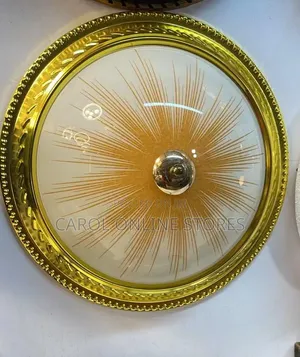Medium Size Ceiling Light with Gold Geometric Pattern