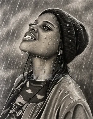 Decorative Art Piece: Portrait of a Lady in Rain