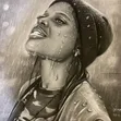Decorative Art Piece: Portrait of a Lady in Rain - 2