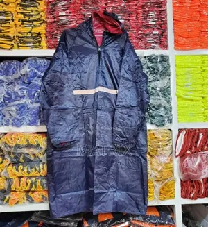 Navy Blue Reflective Raincoat with Hood