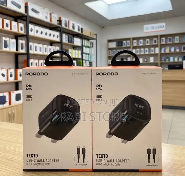 Porodo Tekto 20W USB-C Wall Adapter & Lightning Cable - 1