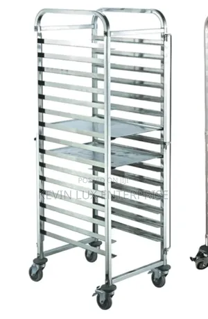 Movable Stainless Steel Bread Tray Storage Trolley