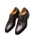 Men's Dark Brown Leather Cap-Toe Oxford Shoes - 2