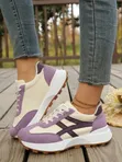 Purple & Blue Suede Retro Platform Sneakers - 1