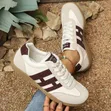 Retro-Style Patchwork Sneakers - Off-White & Burgundy - 2