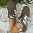 Retro-Style Patchwork Sneakers - Off-White & Burgundy - 3