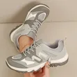 Women's Grey Colorblock Retro Casual Sneakers - 2