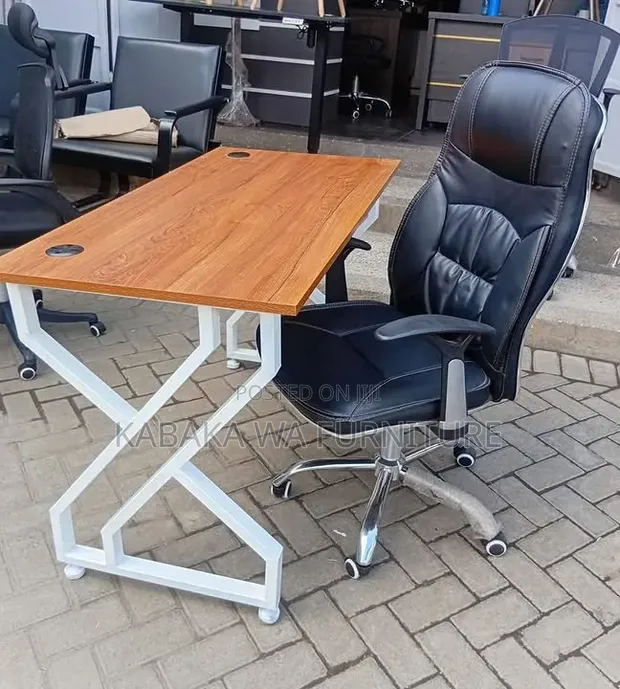 Modern Home Office Desk with Drawers and Shelves - 1