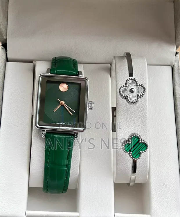 Movado Green Watch with Bangle for Women - 1