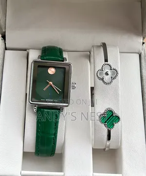 Movado Green Watch with Bangle for Women