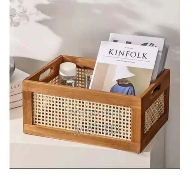 Wooden Storage Box with Handles - Decorative Organizer - 1