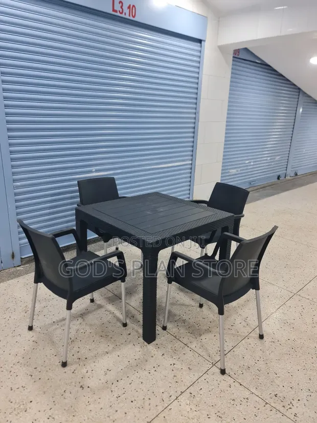 Modern Black Dining Table and 4 Chairs - 1