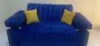 Clean 2-Seater Royal Blue Sofa + 2 Pillows - 1