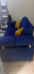 Clean 2-Seater Royal Blue Sofa + 2 Pillows - 3