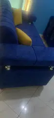 Clean 2-Seater Royal Blue Sofa + 2 Pillows - 4