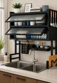 6-in-1 Over Sink Dish Rack with Cabinet - 3