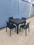 Black Plastic Dining Table and 4 Chairs Set - 2
