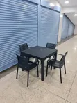 Black Plastic Dining Table and 4 Chairs Set - 3