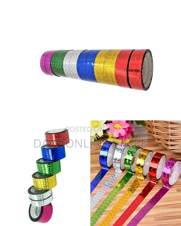 12 Pcs Colourful Decorative Glitter Adhesive Tape Rolls - 1