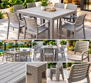 6-Seater Plastic Dining Table and Chairs Set