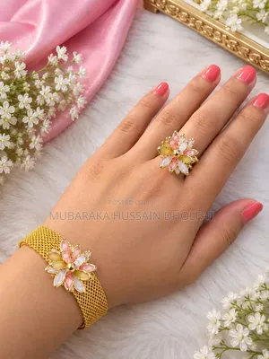 Elegant Floral Bracelets - Gold Finish