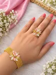 Elegant Floral Bracelets - Gold Finish - 1