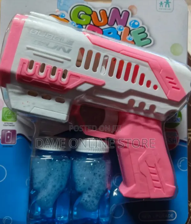 Pink and White Electric Bubble Gun Toy - 1