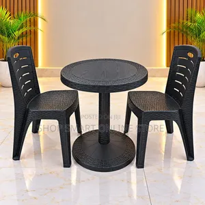 World Industries Plastic Dining Table Set (Black, Square)