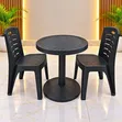 World Industries Plastic Dining Table Set (Black, Square) - 2