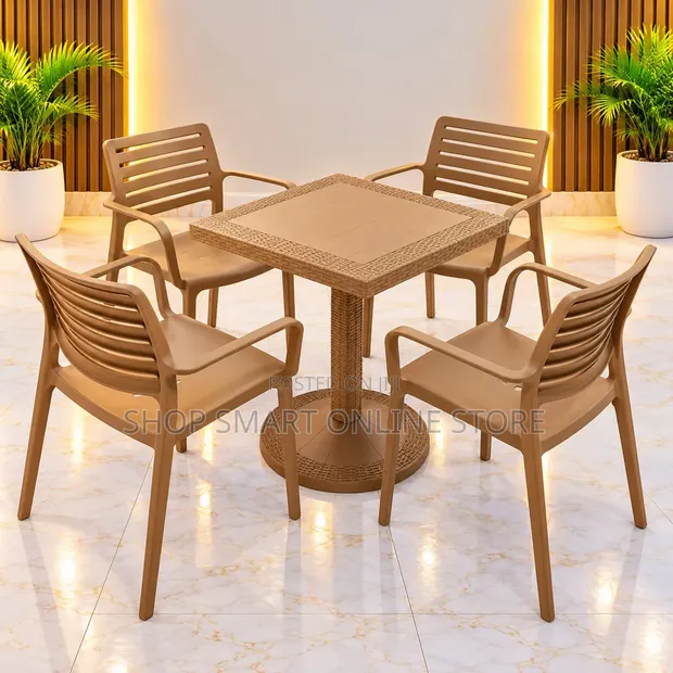 Brand New Outdoor Plastic Dining Table and Chairs Set - 1