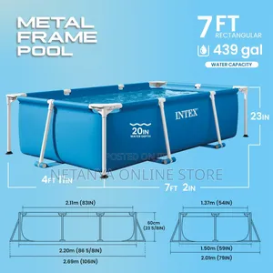 Intex 2.2m Rectangular Metal Frame Swimming Pool