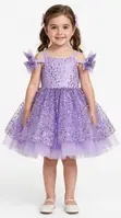 5th & Ocean Purple Puff Sleeve Dress - 1