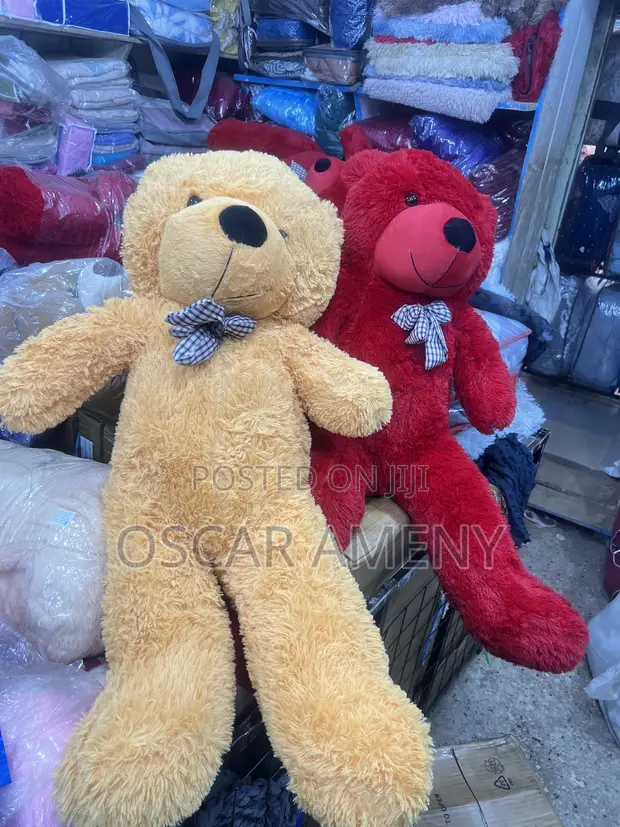 Discovery Toys Fluffy Teddy Bear - 100cm Brown & Red - 1