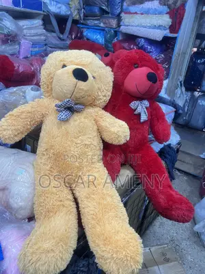 Discovery Toys Fluffy Teddy Bear - 100cm Brown & Red