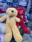 Discovery Toys Fluffy Teddy Bear - 100cm Brown & Red - 1