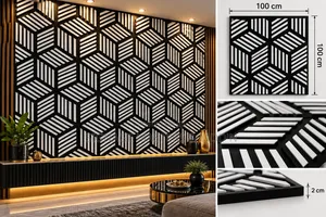 3D Geometric Cube Wall Panels with Backlighting