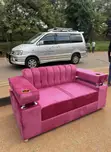 Hot Pink Velvet Sofa Set - 1