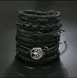 6pcs Vintage Handmade Braided Genuine Leather Peace Tree Bracelet Set - 1