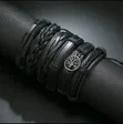 6pcs Vintage Handmade Braided Genuine Leather Peace Tree Bracelet Set - 2