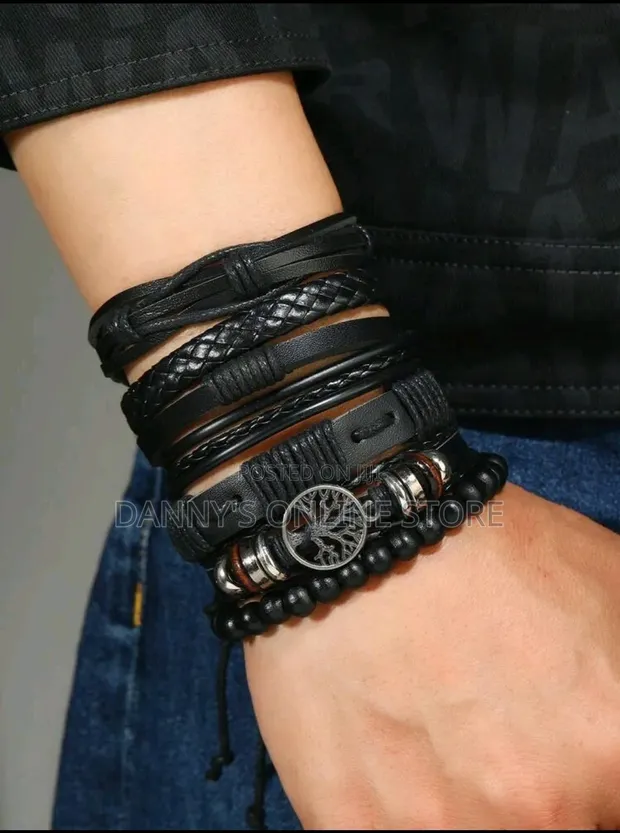6pcs Vintage Style Tree of Life Beaded Braided Bracelet Set - 1