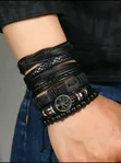 6pcs Vintage Style Tree of Life Beaded Braided Bracelet Set - 1