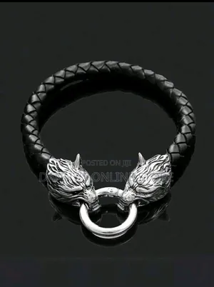 Men's Punk Wolf Head Viking Leather Bracelet (19/21/23cm)