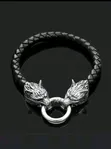 Men's Punk Wolf Head Viking Leather Bracelet (19/21/23cm) - 1