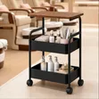 3 Tier Rolling Utility Cart with Wooden Top - 1