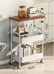 3 Tier Rolling Utility Cart with Wooden Top - 5