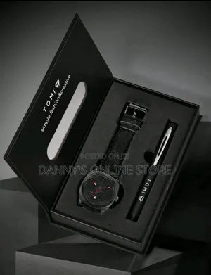 Tomi Men's Quartz Calendar Watch with Pen Set