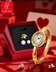 LUCKYFOX Premium Women's Watch Gift Set - Gold Round - 1