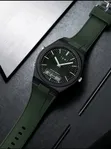 Tomi Men's Dual Display Grid Dial Silicone Waterproof Quartz Watch - 2