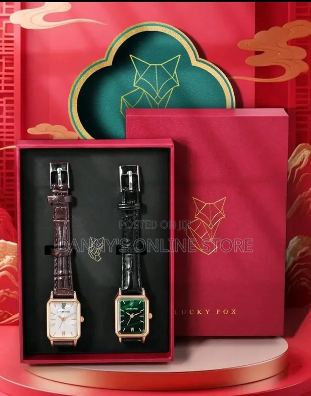 LUCKYFOX 2pcs Vintage Square PU Leather Quartz Women's Watch - 1