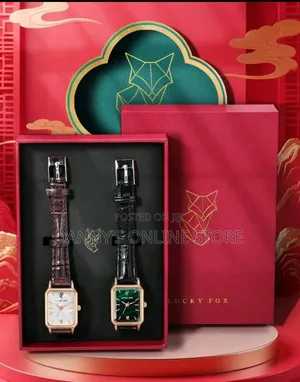 LUCKYFOX 2pcs Vintage Square PU Leather Quartz Women's Watch